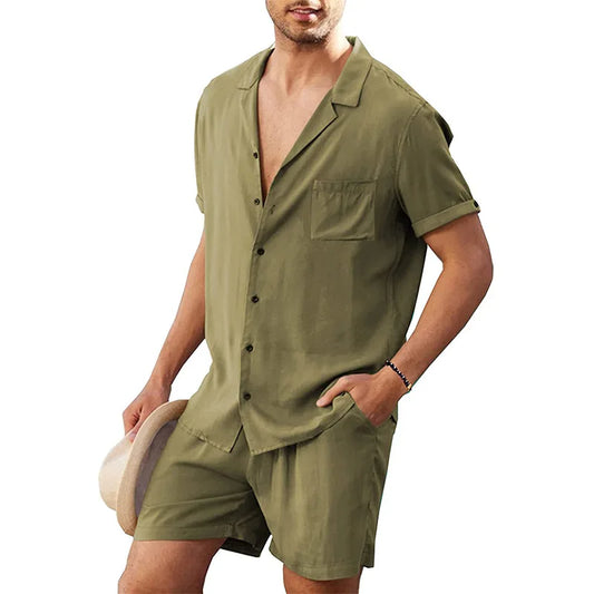 Conjunto de Lino Sunset: Camisa y Pantalones Cortos