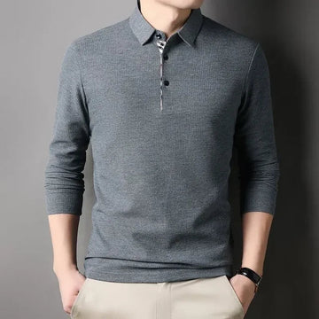 Camisa Polo de Manga Larga Estilo Británico