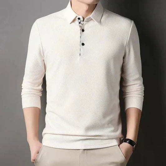 Camisa Polo de Manga Larga Estilo Británico