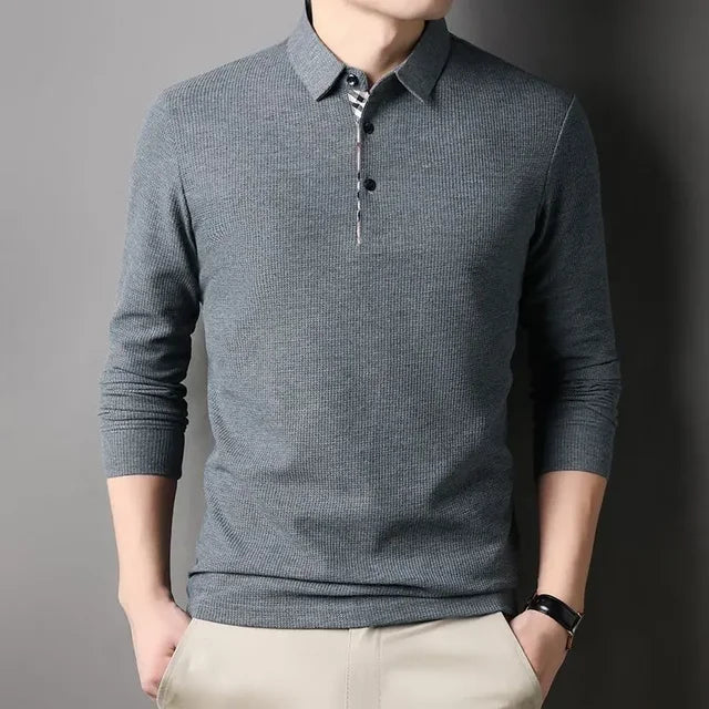 Camisa Polo de Manga Larga Estilo Británico