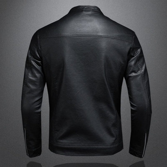Chaqueta Casual de Cuero para Hombre en Tono Neutro
