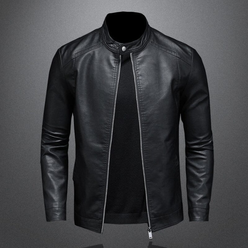 Chaqueta Casual de Cuero para Hombre en Tono Neutro