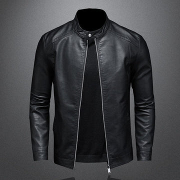 Chaqueta Casual de Cuero para Hombre en Tono Neutro