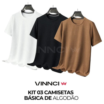Conjunto de 3 Camisetas Básicas de Algodón para Hombre